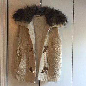 Cozy knit and faux fur winter vest
